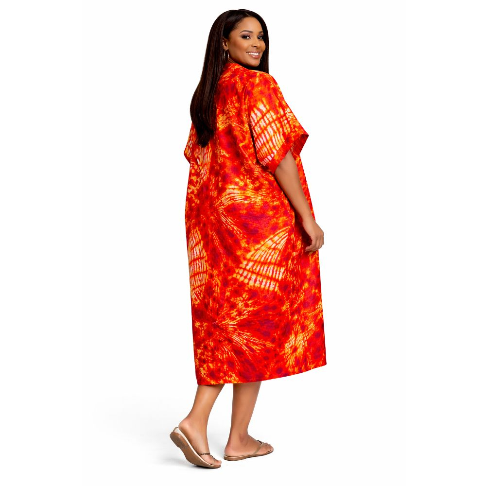 Vibrant Tie Dye Short Sleeved Knee Length Dress